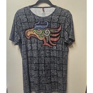 Ay Guey KETFULL Eagle Graphic Black Multicolor Short Sleeve Men's S Ladies M